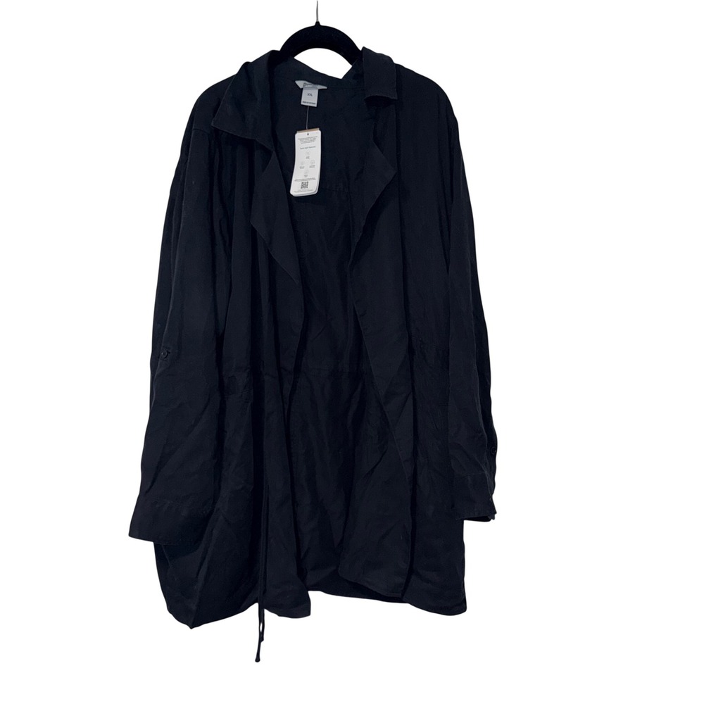 Duluth Trading Co Tencel Drape Trench Coat Womens XXL Black Lyocell